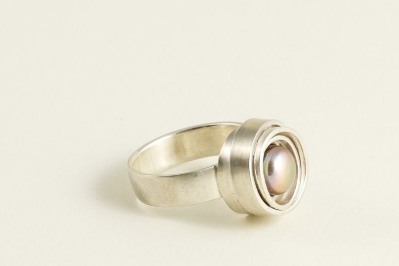 Ausgefallener Perlenring Sterlingsilber mit rose Perle