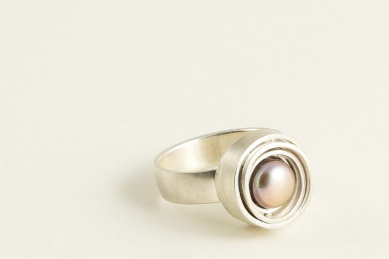Ausgefallener Perlenring Sterlingsilber mit rose Perle