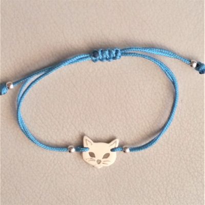 Katzen Kopf Sterlingsilber Armband viele Farben zur Auswahl