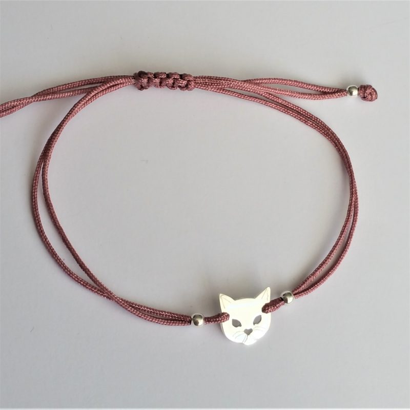 Katzen Kopf Sterlingsilber Armband viele Farben zur Auswahl