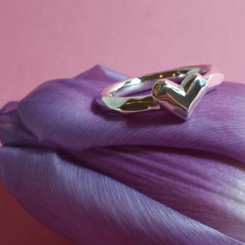 Facettierter Herz Ring Sterlingsilber