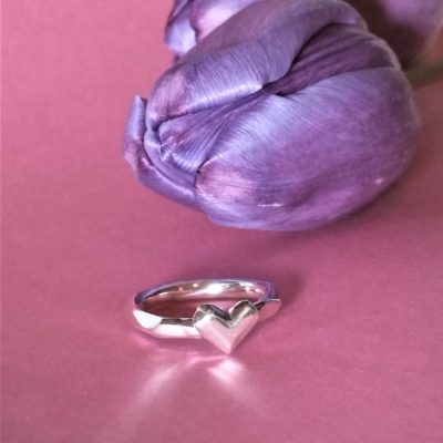 Facettierter Herz Ring Sterlingsilber