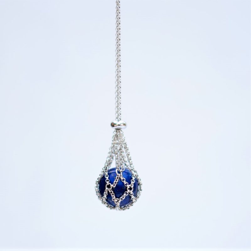 Lange Kette Sterlingsilber mit austauschbarer Lapislazuli Kugel