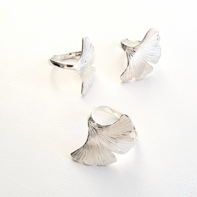 Ginkoblatt Ring Sterlingsilber
