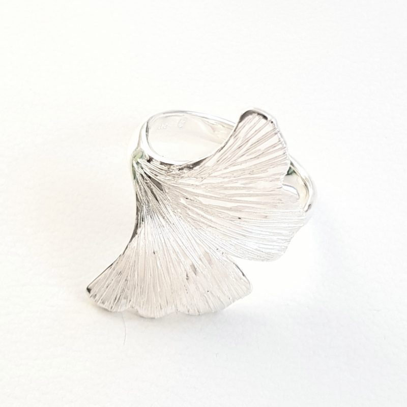Ginkoblatt Ring Sterlingsilber