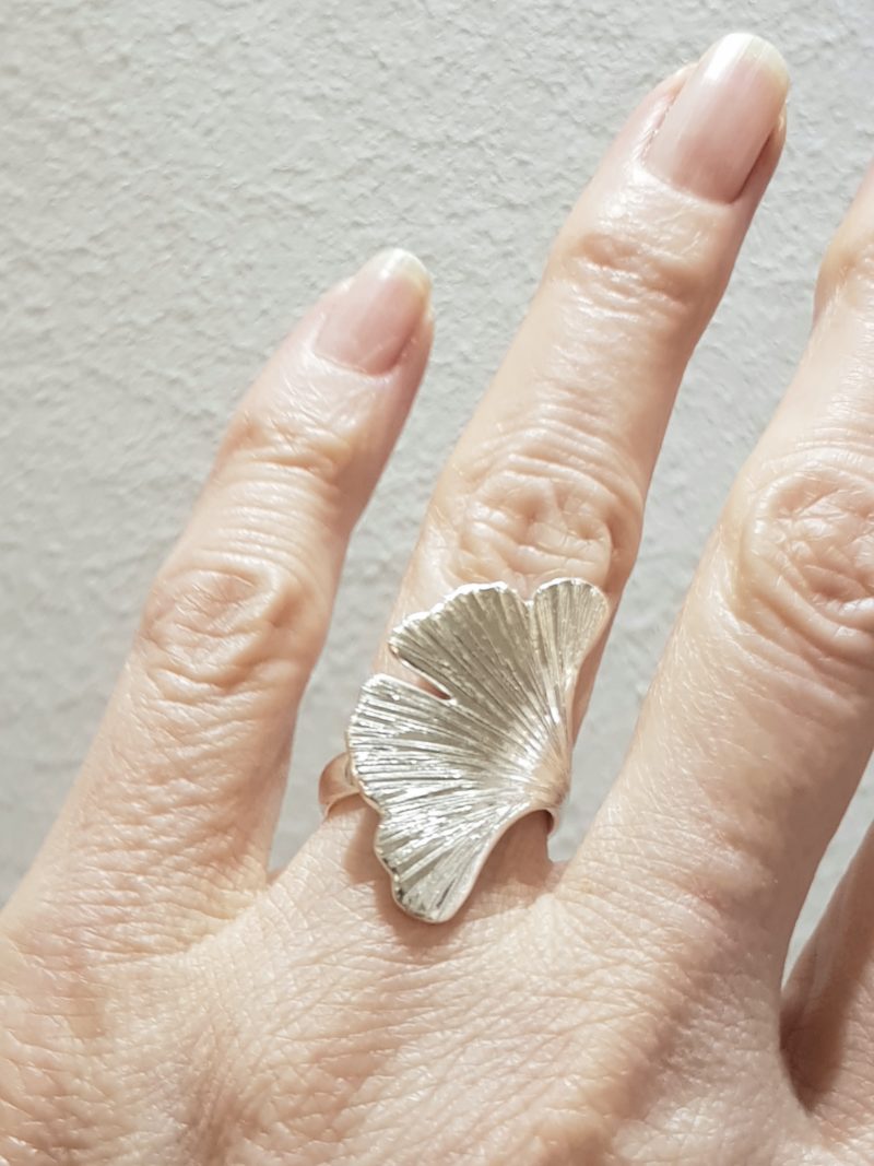 Ginkoblatt Ring Sterlingsilber