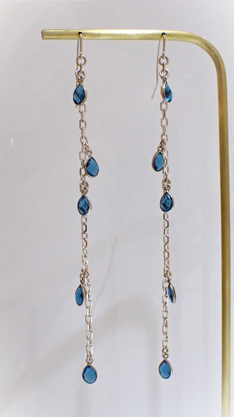 Blauquarz Ohrringe 925 Silber 15cm lang extralang