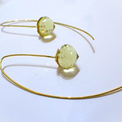 Lemon Citrin Zwiebel facettiert Ohrringe 925 silber vergoldet 8cm lang