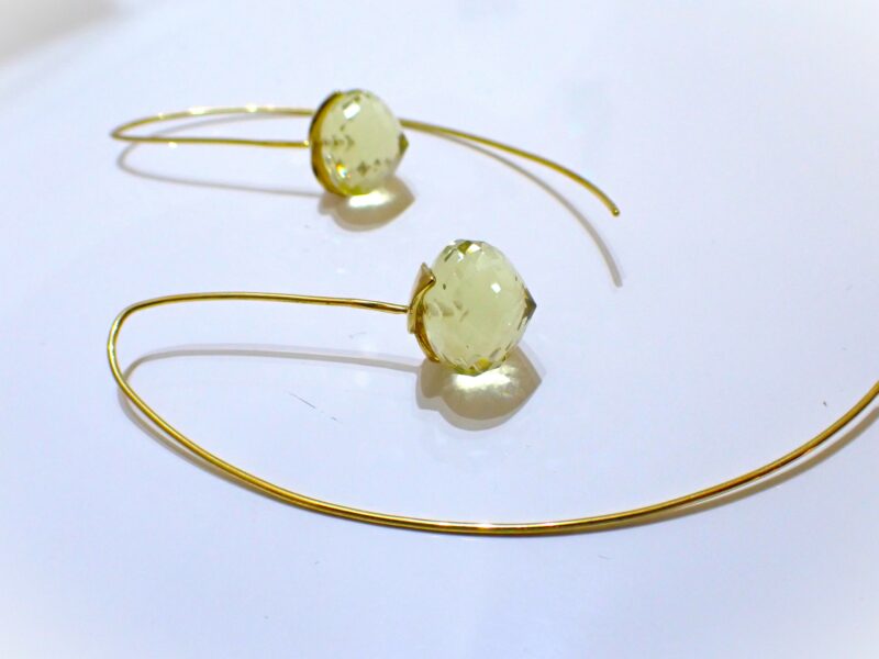 Lemon Citrin Zwiebel facettiert Ohrringe 925 silber vergoldet 8cm lang