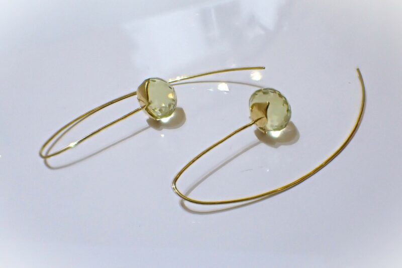 Lemon Citrin Zwiebel facettiert Ohrringe 925 silber vergoldet 8cm lang