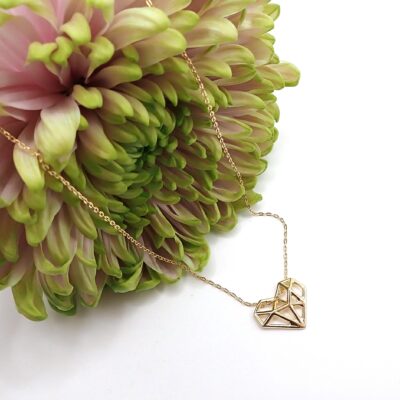 Herzkette aus Sterlingsilber und vergoldet, Herz 15,5x13mm, Kette in Länge von 38cm bis 44cm erhältlich.