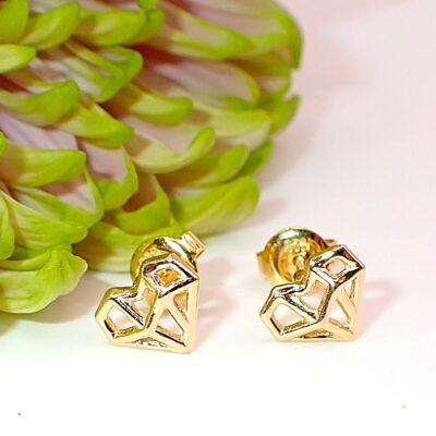 Herz-Ohrstecker aus Sterlingsilber und vergoldet, 9x8mm